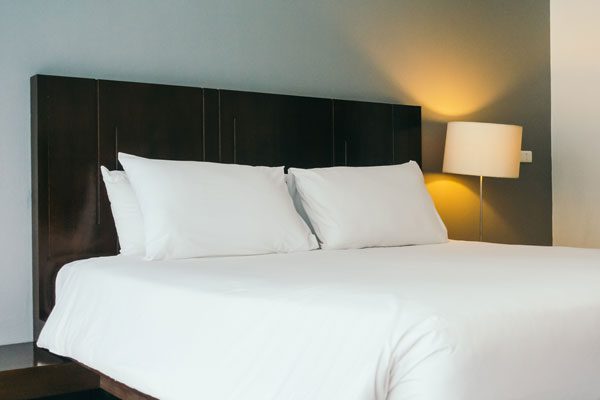 Hotel room with double bed